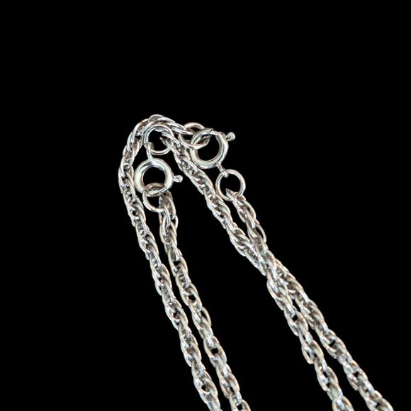 Long Silver Tone 66" Necklace Metal Links Rectangle Bars - Picture 3 of 5
